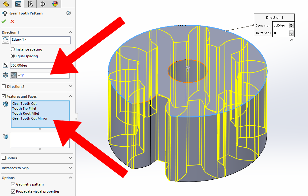  Circular Pattern Tool in SOLIDWORKS