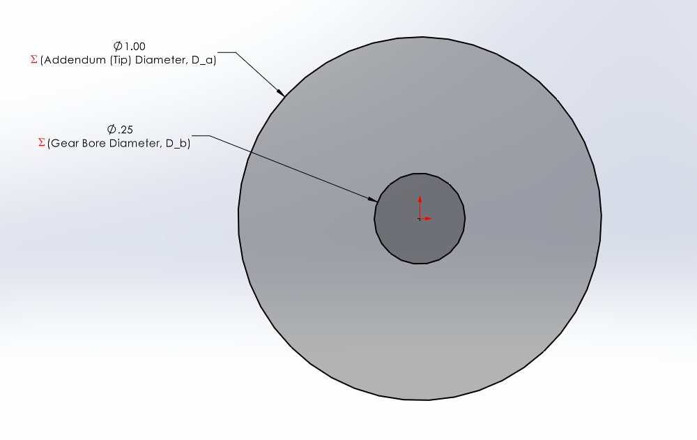 Gear blank sketch of two concentric circles 