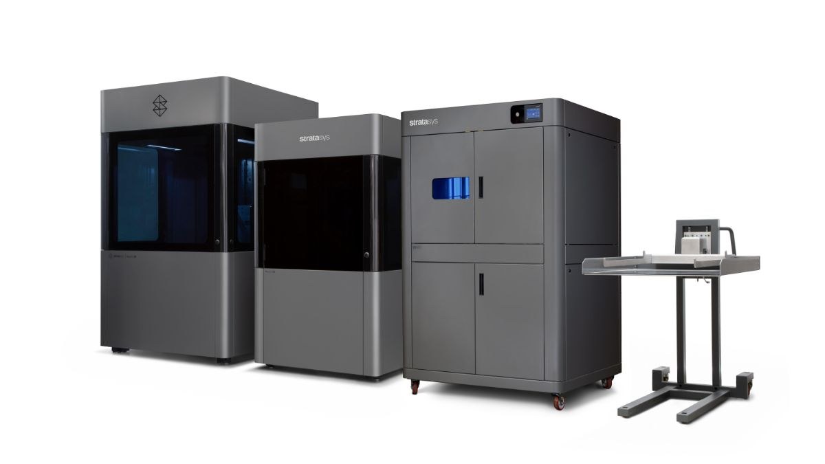 Stratasys Neo800+ and Neo450 SLA 3D printers with UV800 curing unit and part trolley