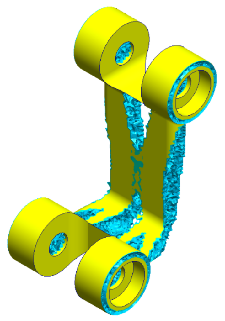 Results of topology study showing areas of geometry that could be removed