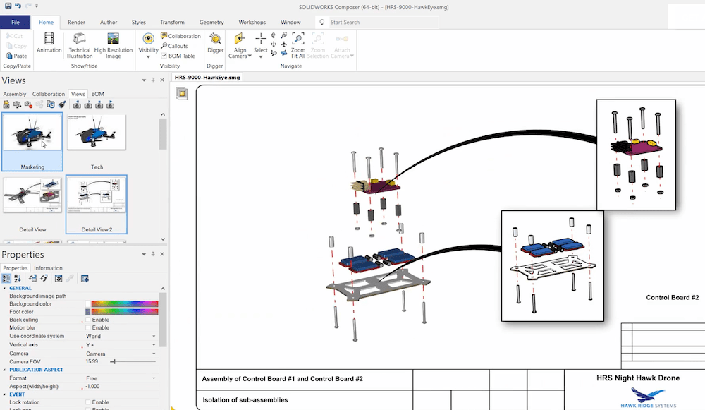 Creating technical documentation in SOLIDWORKS Composer