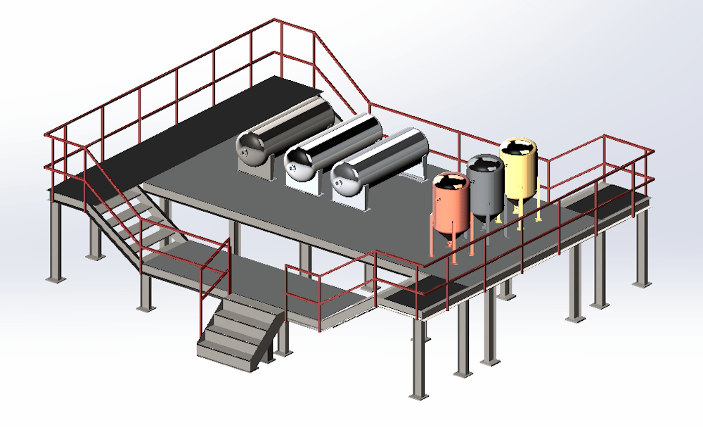 Full view of the SOLIDWORKS piping and tubing design