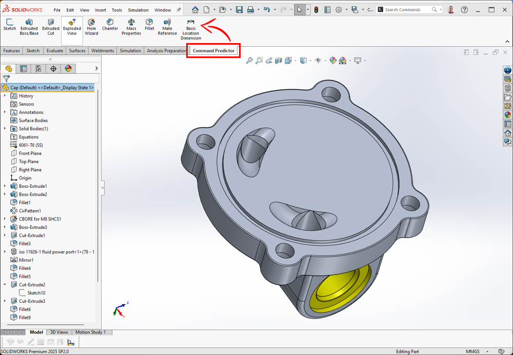 Command predictor in solidworks
