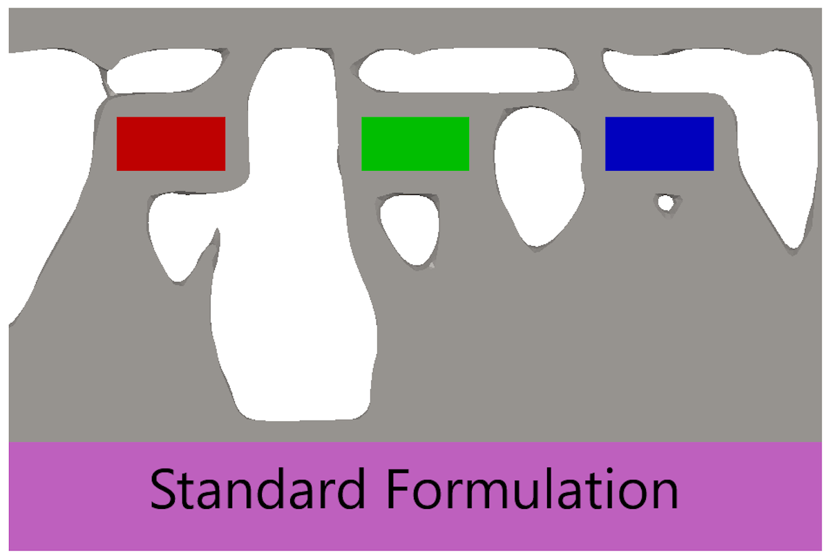 Figure 3: Top-down view of the plate after topology optimization using the standard formulation. 