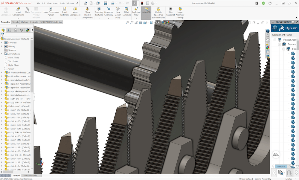 A gear assembly in SOLIDWORKS Ultimate