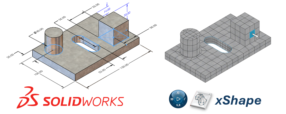 Model comparison of the same structure in SOLIDWORKS vs. xShape