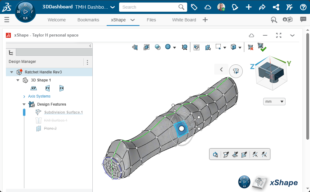 The push-pull subdivision modeling in xShape